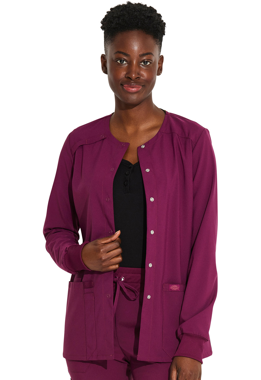 Women's Snap Front Warm-up Jacket - Wine